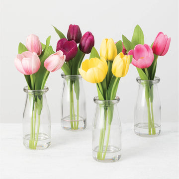 4pc Glass Colorful Tulip Trio Perfect Party Collection