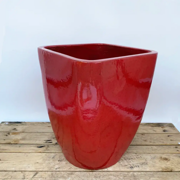 Bright Red Modern Tapered Square Planter