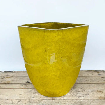 Atomic Yellow Modern Tapered Square Planter