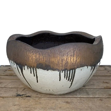 Dragon Wave Two-Tone Ceramic Low Bowl Planter