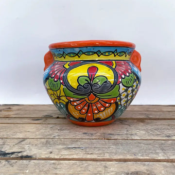 Orange Rim Glazed Talavera Mexican Pottery 10