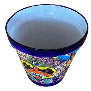 Talavera Hand-Painted Multi-Color Glazed Ceramic Pot