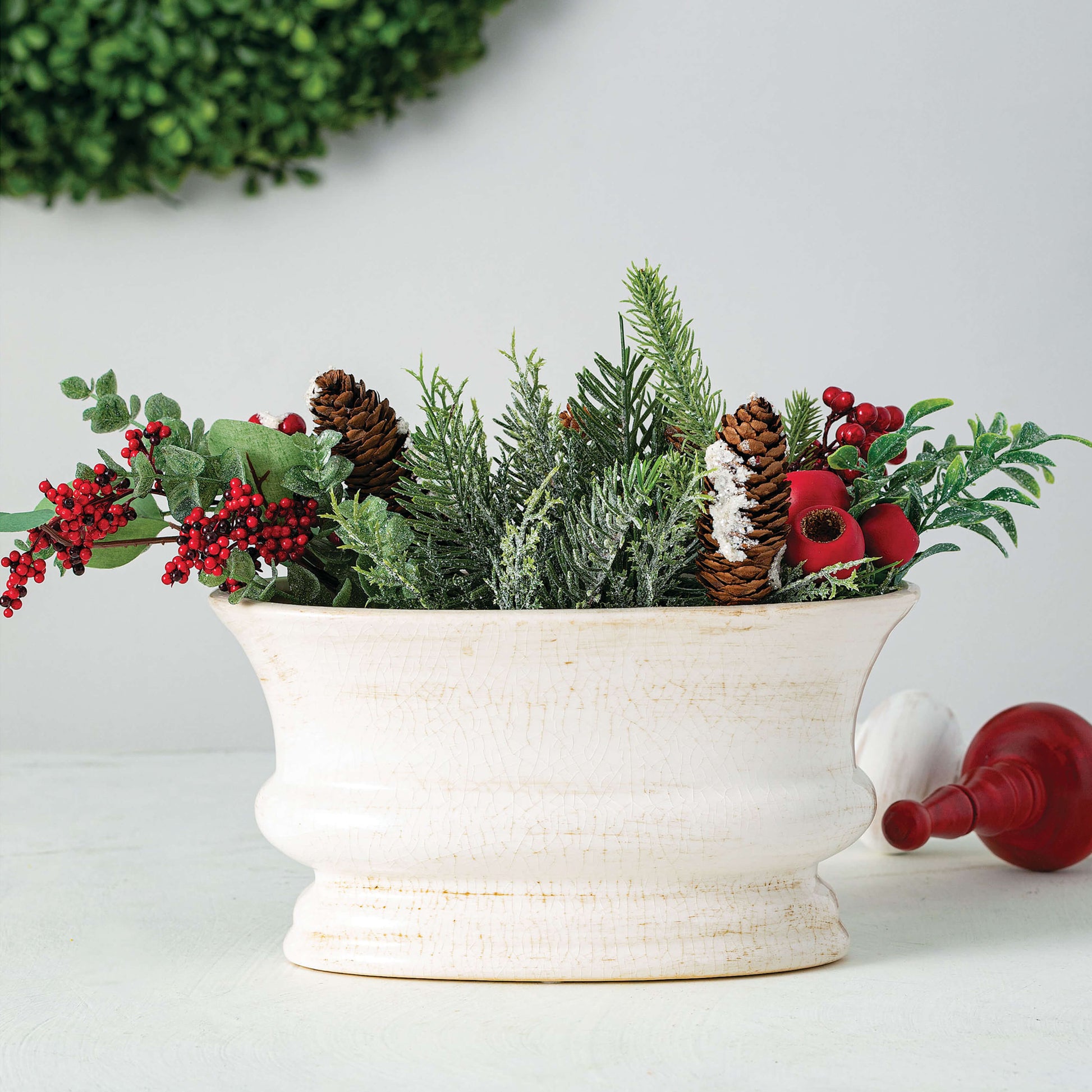 Neutral Tone Distressed Ceramic Oval Planter Jen's Pot Shop