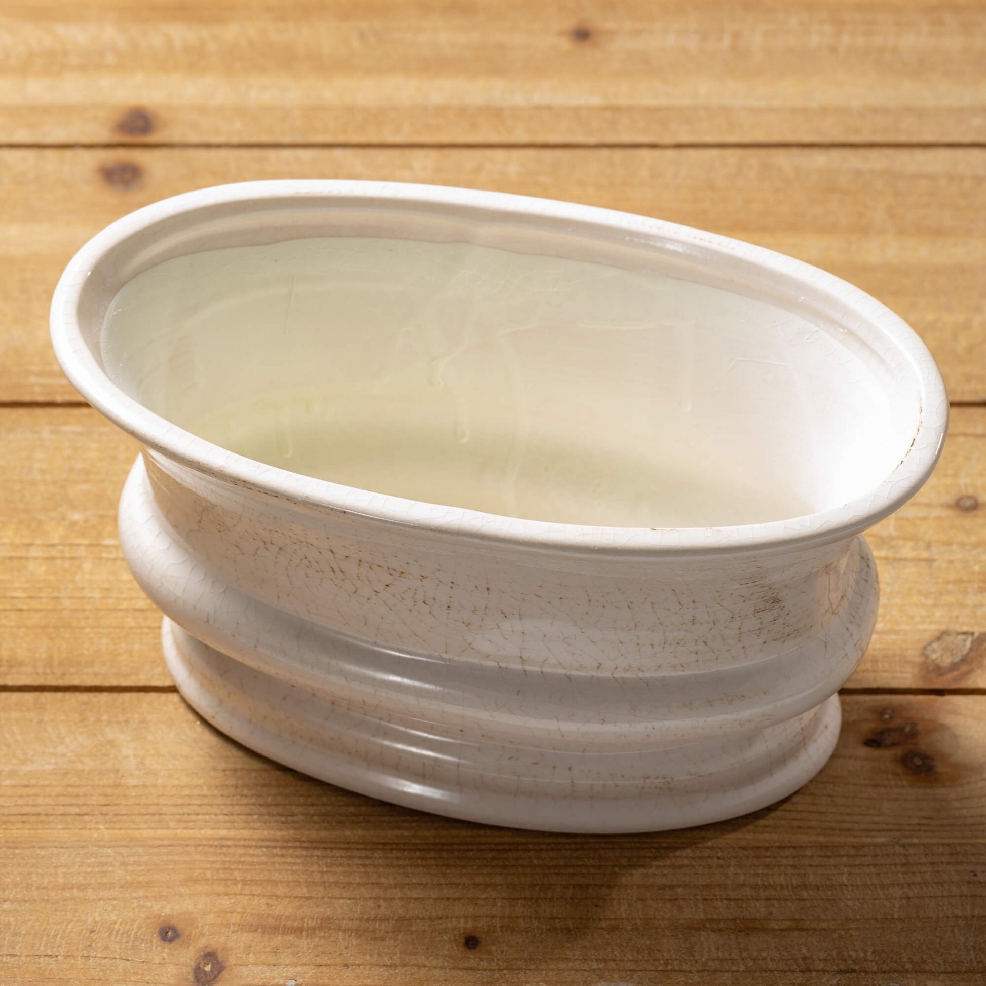 Neutral Tone Distressed Ceramic Oval Planter Jen's Pot Shop