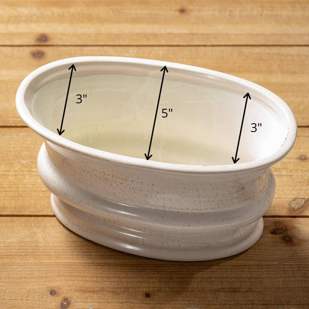 Neutral Tone Distressed Ceramic Oval Planter Jen's Pot Shop