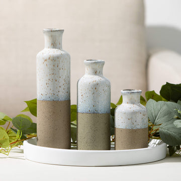 Speckled Pattern Two-Toned Ceramic Vase Set of 3