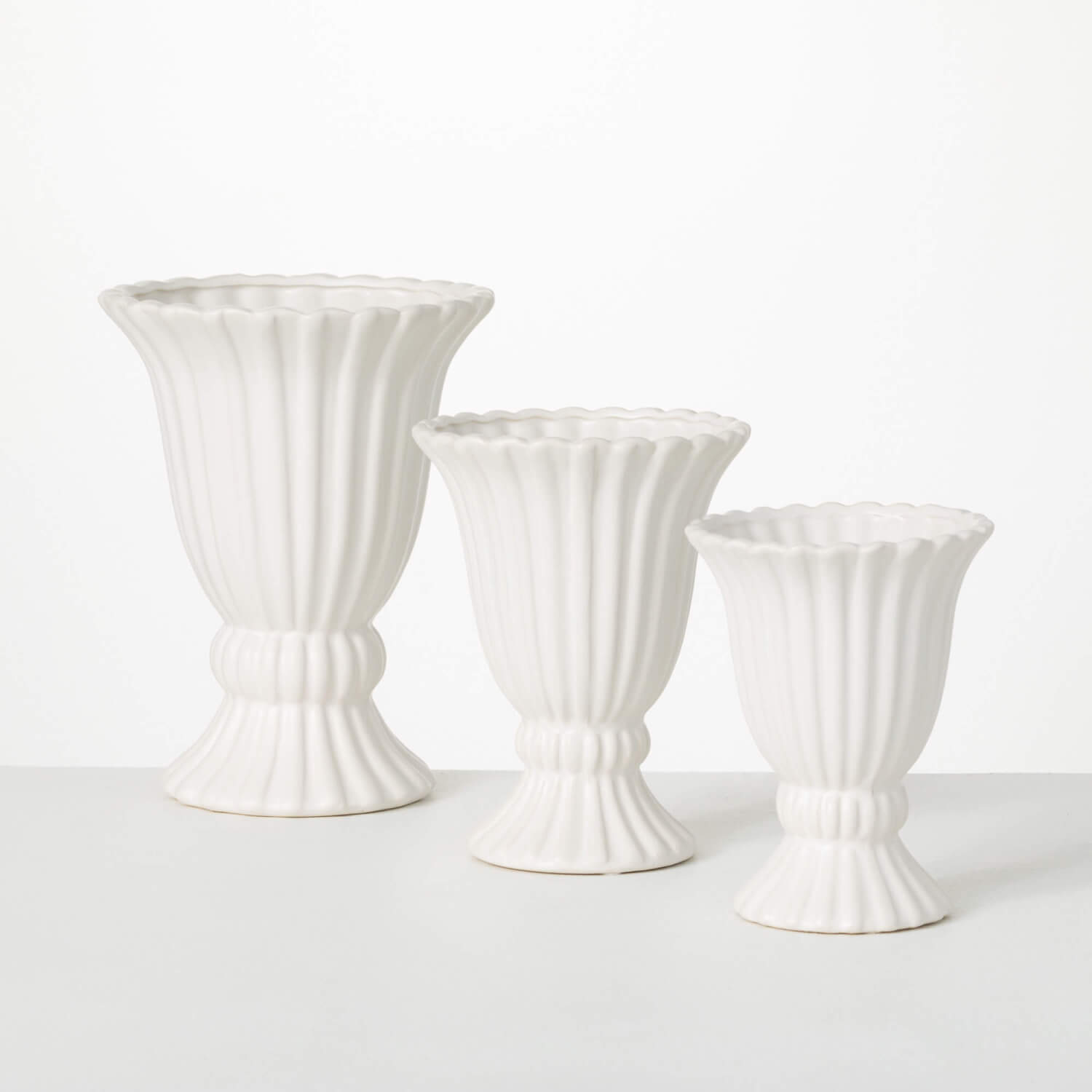 Matte White Fluted Rib 3pc Jen's Pot Shop