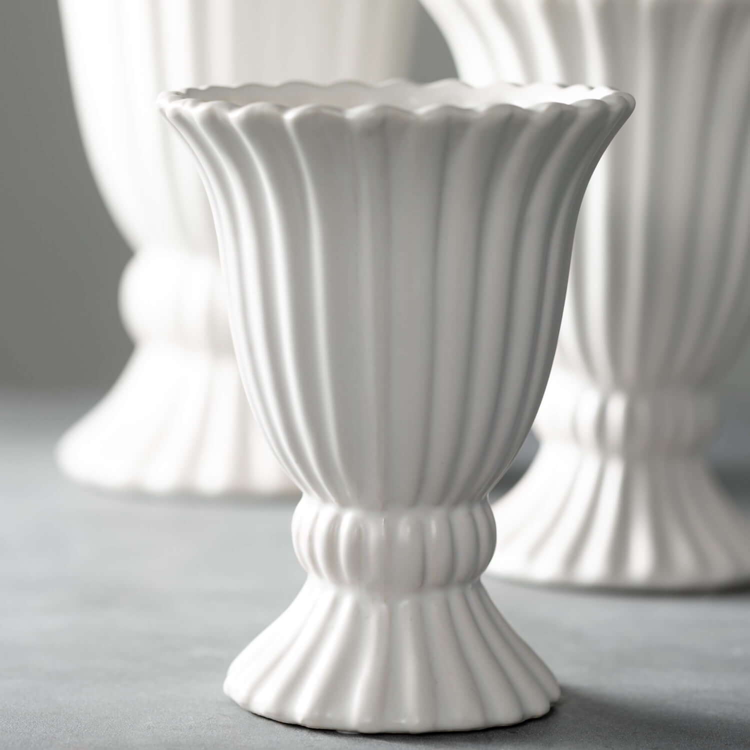 Matte White Fluted Rib 3pc Jen's Pot Shop