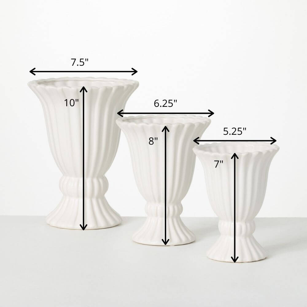 Matte White Fluted Rib 3pc Jen's Pot Shop