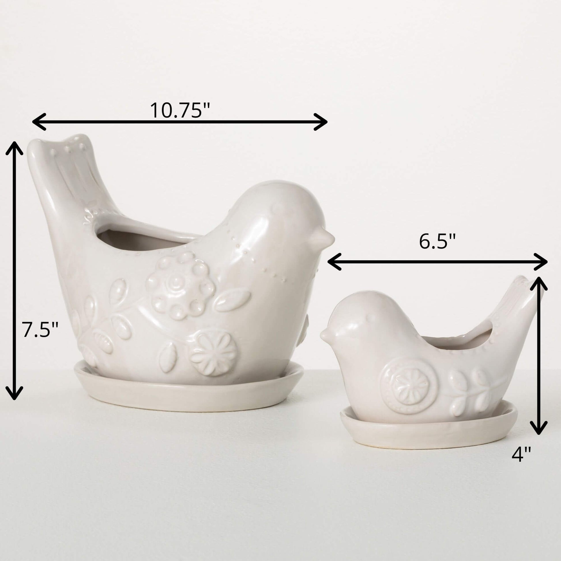 Lovely Pair Floral Ceramic Bird Planters Jen's Pot Shop