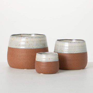 Desert Two-Tone Glazed Ceramic Planter Set