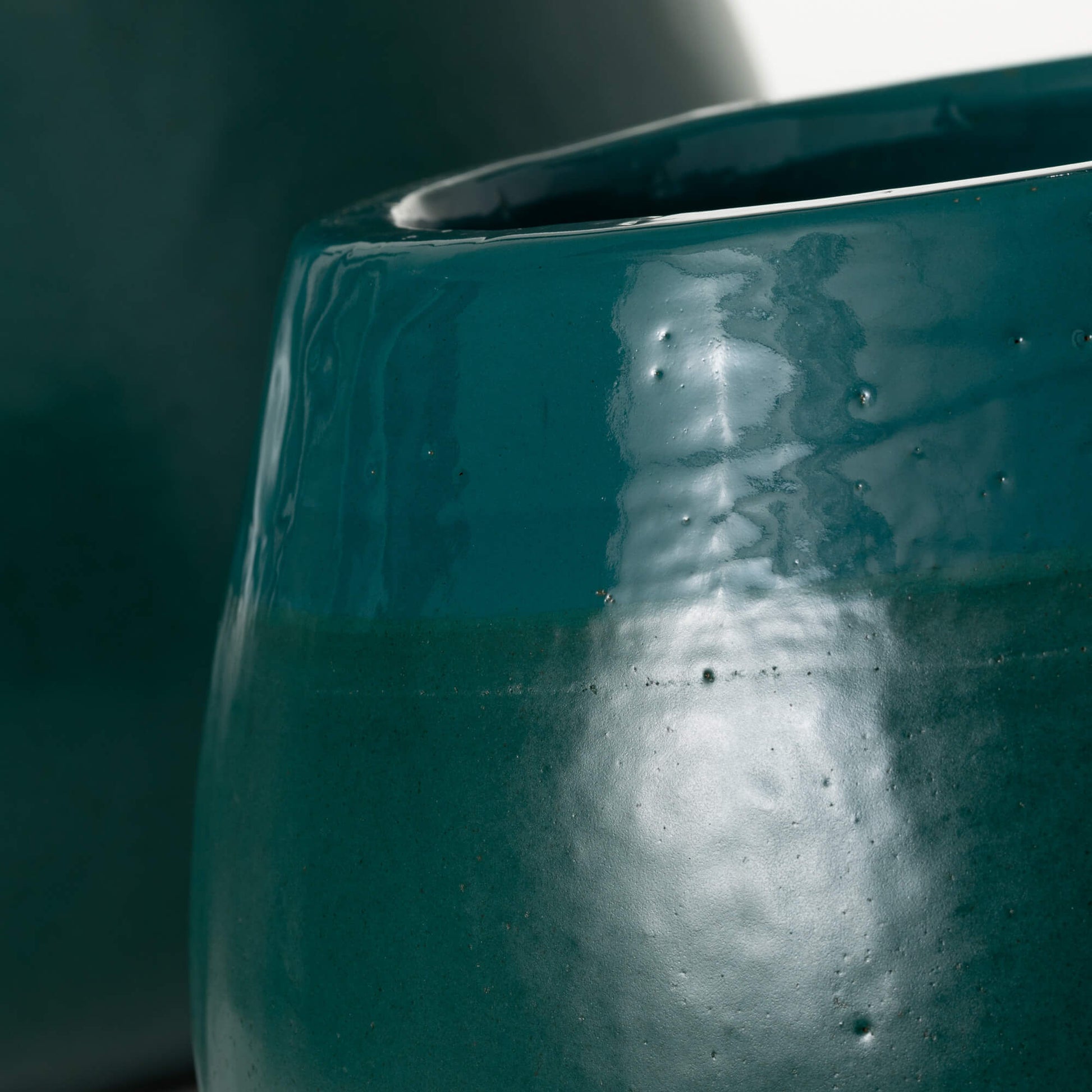Fat-Bottomed Blue Green Glazed Ceramic Planter Pot Set Jen's Pot Shop