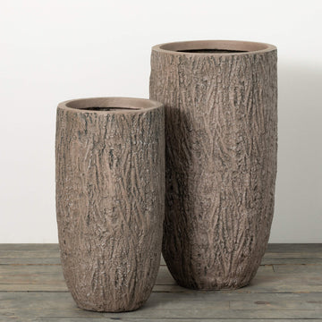 Tree Bark Textured Planter Set