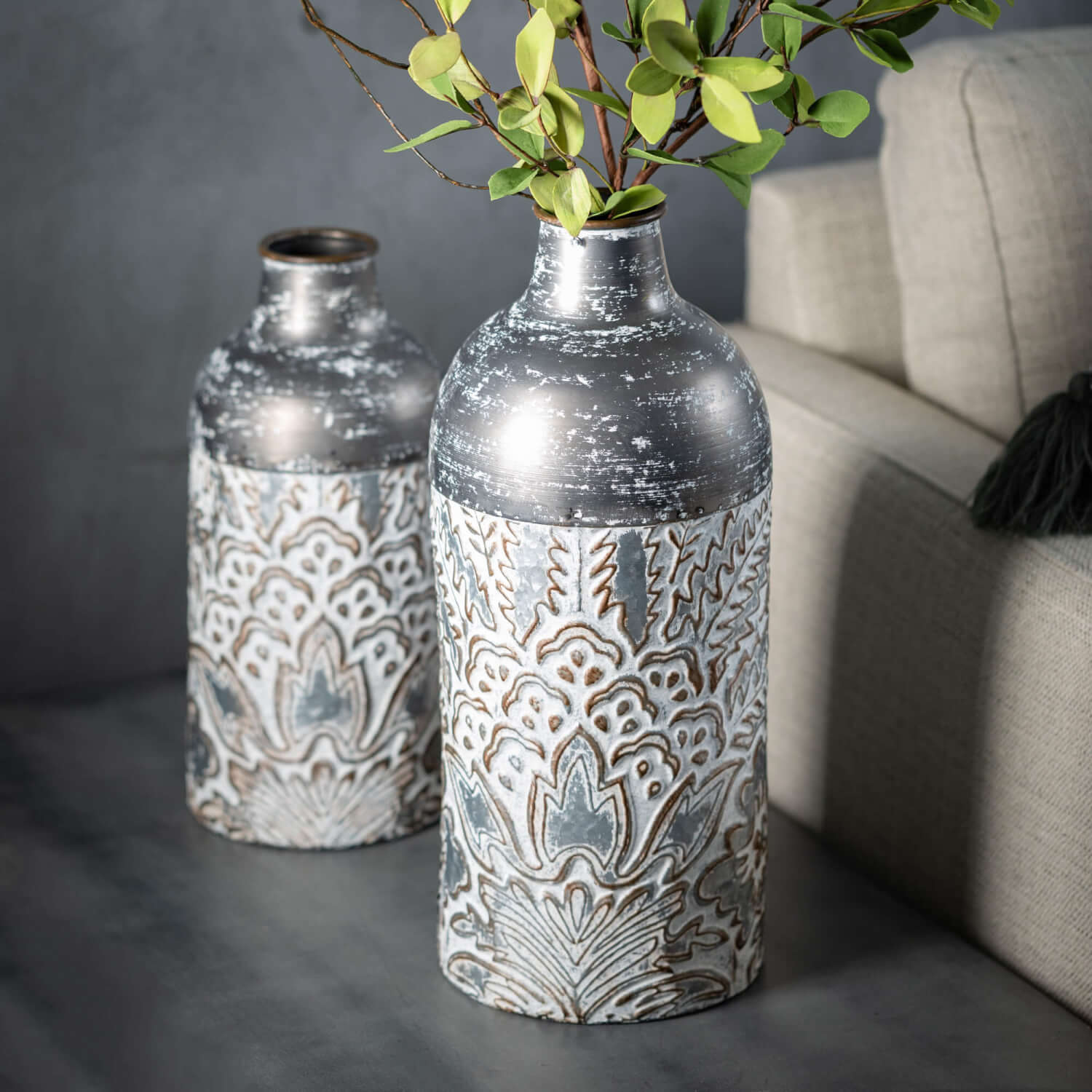 Metal Baroque Printed Vase Set Jen's Pot Shop