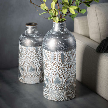 Metal Floral Printed Vase Set