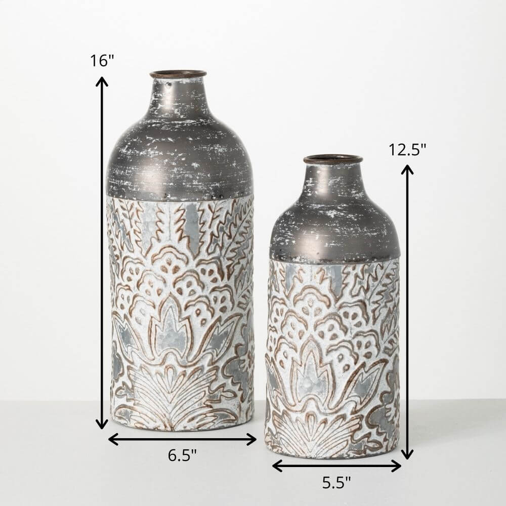 Metal Baroque Printed Vase Set Jen's Pot Shop